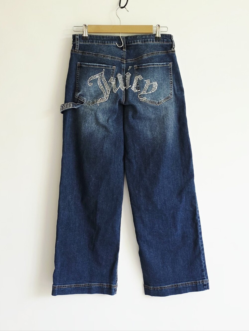 Juicy Couture Y2K Baggy Rhinestone Logo Carpenter Denim Jeans Women's Size 27 - Picture 4 of 6